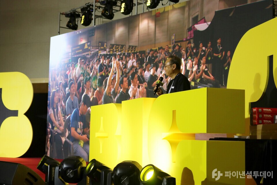 서태건 BIC 페스티벌 조직위원장이 27일 열린 BIC 페스티벌 2023 폐막식에서 발언하고 있다. 사진=채승혁 기자