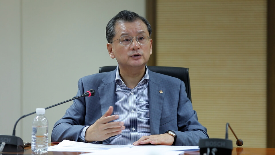 여승주 한화생명 부회장이 노마드 회의에서 발언하고 있다. 사진=한화생명