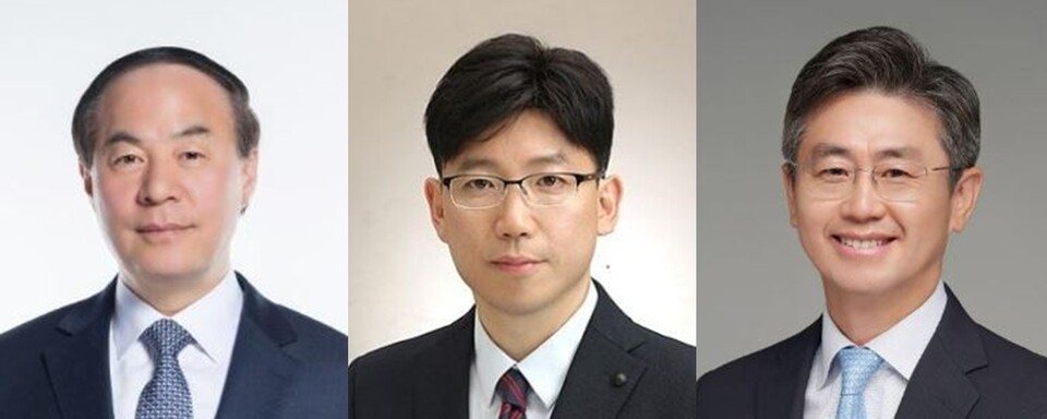 (왼쪽부터) 전영현 삼성전자 미래사업기획단장 부회장, 용석우 삼성전자 DX부문 영상디스플레이사업부장 사장, 김원경 삼성전자 Global Public Affairs실장 사장. 사진=삼성전자