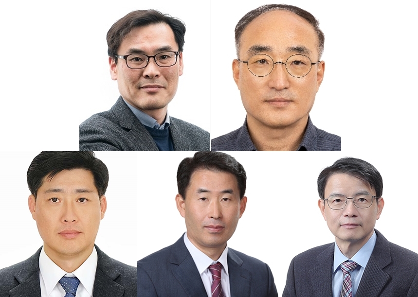 왼쪽 위부터 시계방향으로 김경희 부사장, 김진모 부사장, 이동연 부사장, 안영규 부사장, 남궁금성 부사장. 사진=삼성중공업