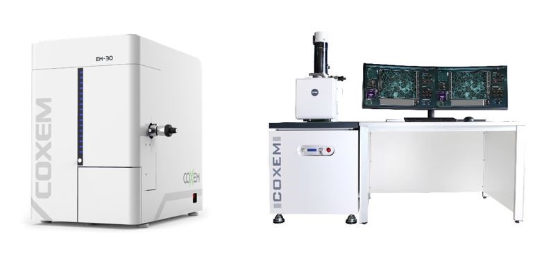 (왼쪽부터) 코셈의 Tabletop SEM EM30, Normal SEM CX-200P사진=코셈