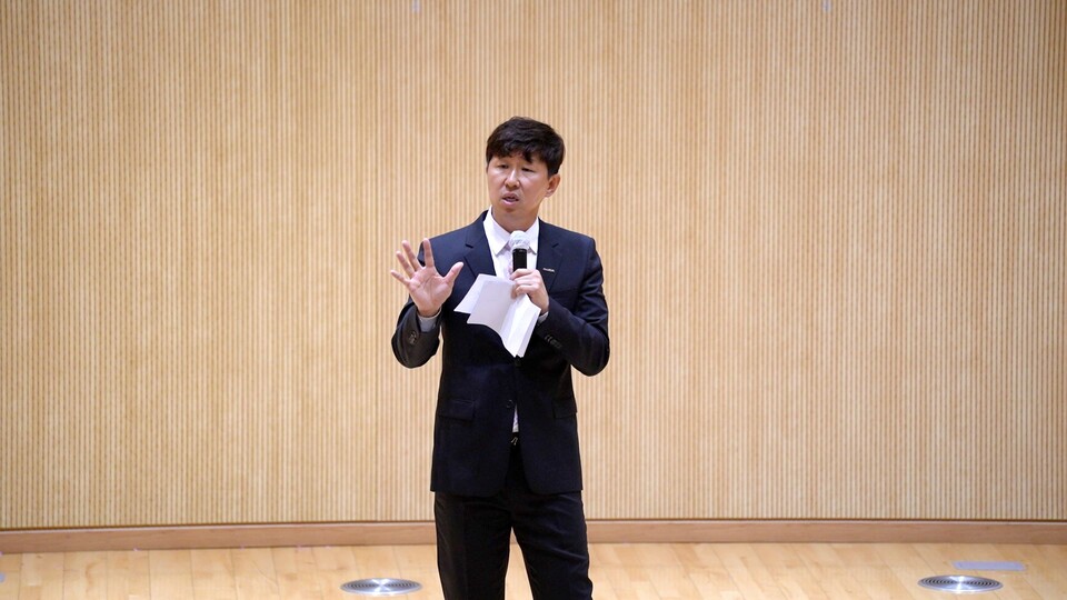 한승표 굿리치 대표가 우수 지점장 100명과 보헙업계 현황 논의 등 소통을 위한 워크숍을 진행했다. 사진=굿리치