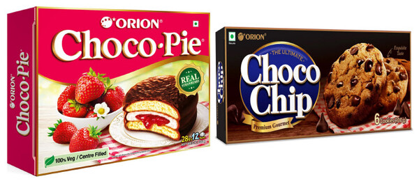 오리온 인도 ‘초코파이 딸기잼’, ‘초코칩 쿠키’ 제품. 사진=오리온