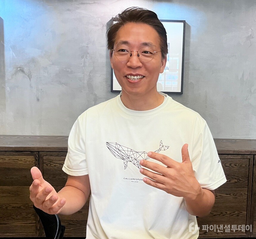 5일 박재원 메타로고스 대표이사가 ‘일육공(160)’ 애플리케이션(앱)의 기술 특징·경쟁력과 앞으로의 사업 계획, 성장전략 등에 대해 설명하고 있다. 사진=조송원 기자