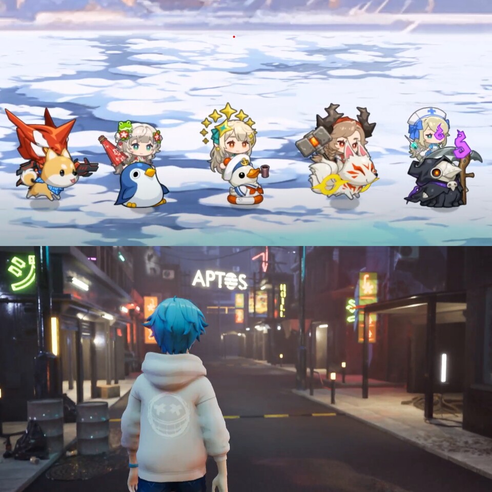 방치형 RPG 게임 ‘Supervillain Idle RPG’와 PC 기반 MMORPG ‘Project Ark’의 트레일러 캡처.