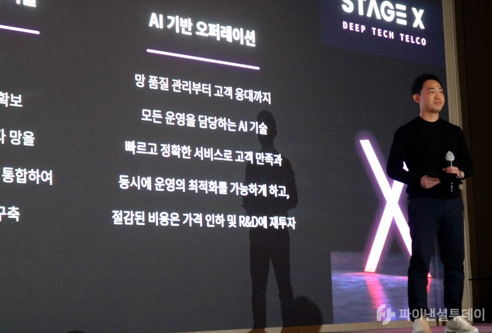 서상원 스테이지엑스 대표가 7일 열린 ‘스테이지엑스 2024 미디어데이 행사’에서 발언하고 있다. 사진=채승혁 기자