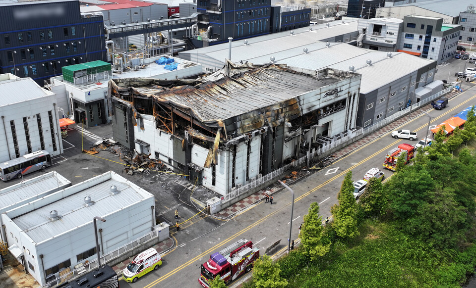 경기도 화성시 서신면 리튬전지 공장 화재 현장. 사진=연합뉴스
