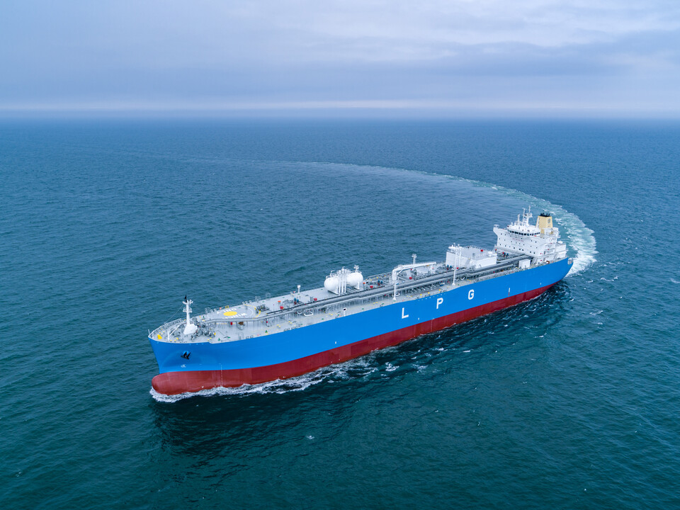HD현대중공업이 2023년 건조해 인도한 초대형 LPG운반선(VLGC)의 시운전 모습. 사진=HD현대