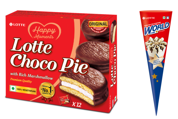 롯데웰푸드의 인도 초코파이&월드콘. 사진=롯데웰푸드