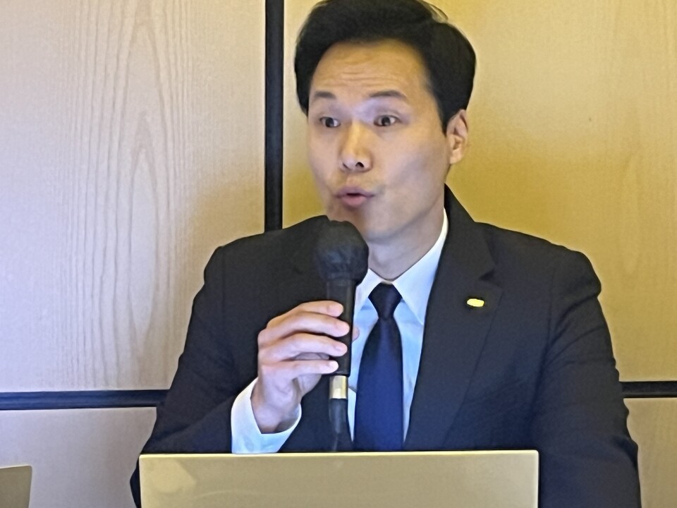 박경주 한국후지쯔 대표이사가 21일 오전 서울 포시즌스호텔에서 진행한 기업 설명회에서 발언하고 있다. 사진=한경석 기자