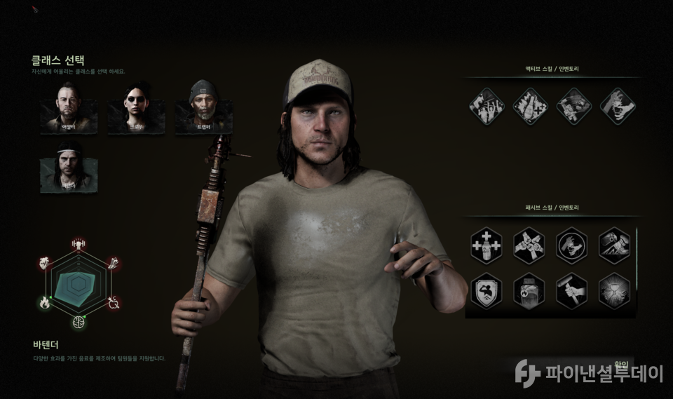 미드나잇 워커스에는 ‘어썰터’, ‘크로우’, ‘트랩퍼’, ‘바텐더’ 등 4개의 클래스가 존재한다. 클래스별로 기본 능력치 및 무기 종류가 다르며 기술 역시 가지각색이다.