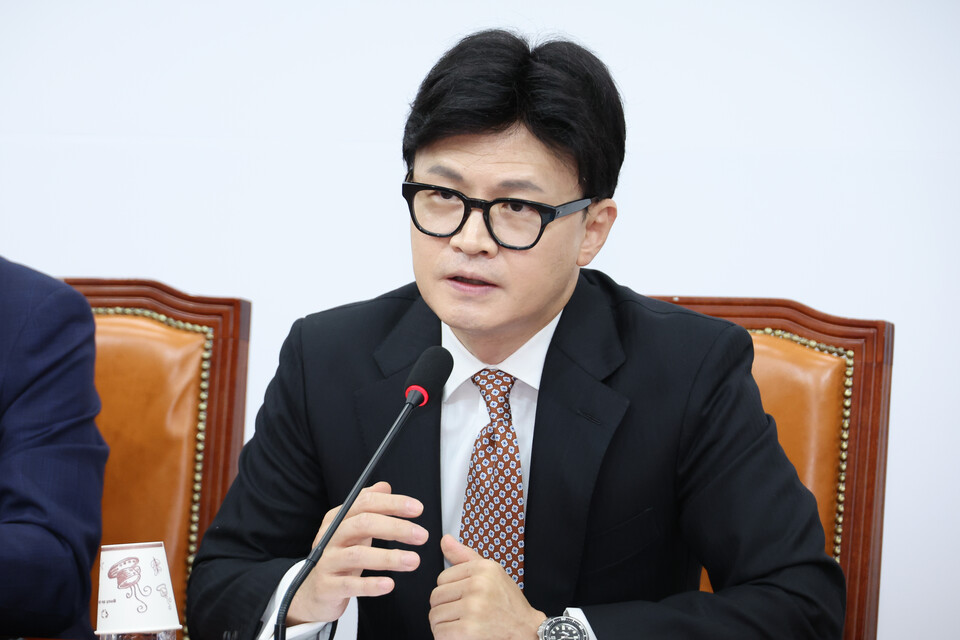 국민의힘 한동훈 대표가 4일 오전 서울 여의도 국회에서 열린 최고위원회의에서 발언하고 있다. 사진=연합뉴스