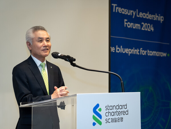 기업 고객 대상 포럼에서 인사말 하는 박종복 SC제일은행장. 사진=SC제일은행