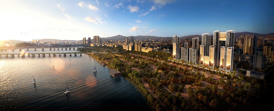 대우건설이 수주한 신반포 16차 재건축을 통해 재탄생할 신반포 써밋 라피움 투시도. 사진=대우건설