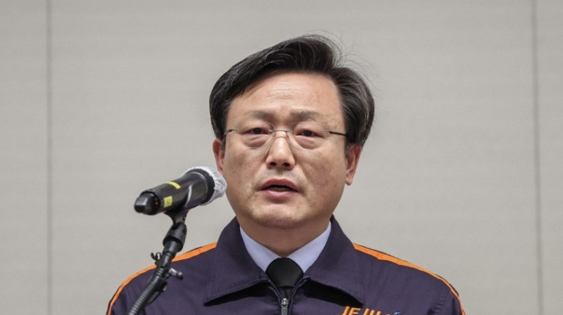 무안 공항 여객기 사고 관련 브리핑하는 김이배 제주항공 대표. 사진=연합뉴스