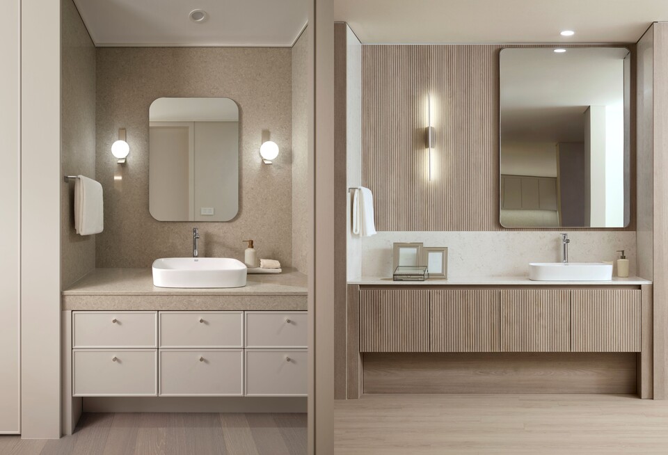 소프트 클래식, 모던 내추럴 스타일 파우더룸 비교. 사진=DL이앤씨