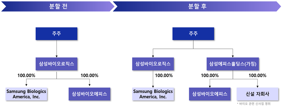 삼성바이오로직스 분할 전후 지배구조. 사진=삼성바이오로직스