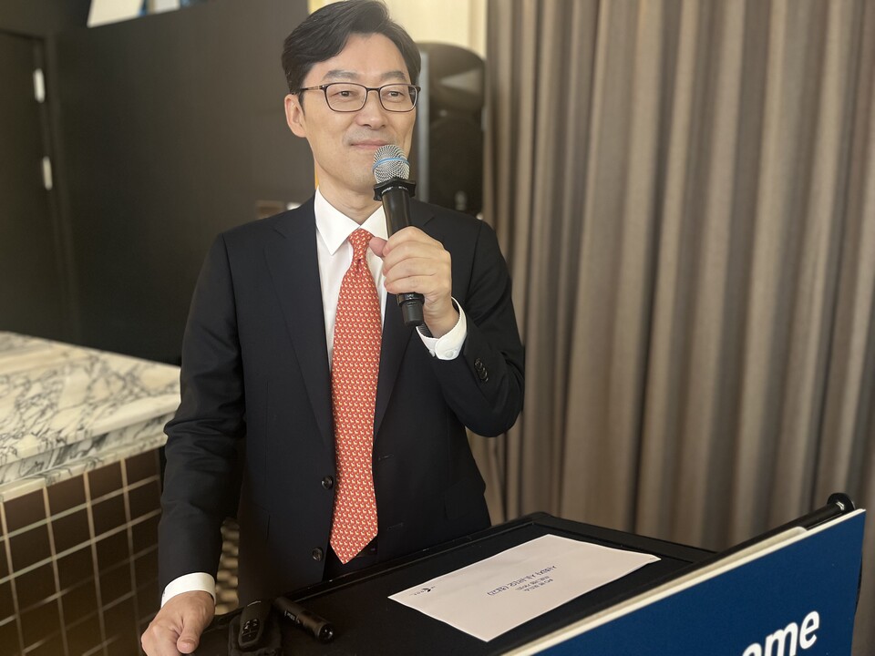 기창석 GC지놈 대표이사가 2025년 5월 23일 서울 여의도 콘래드호텔에서 열린 기업설명회에서 발언하고 있다. 사진=한경석 기자