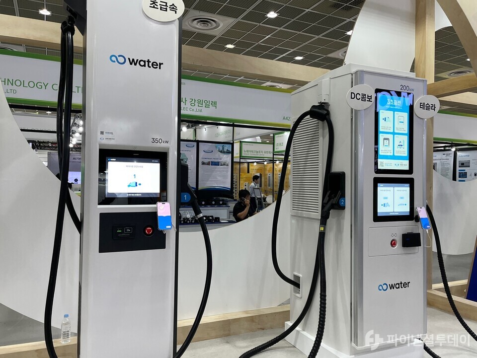 브라이트에너지파트너스 워터의 전기차 충전소. 사진=허서우 기자