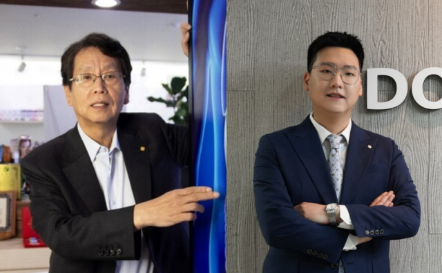 동성제약의 경영권을 두고 오너가의 공방전이 격화됐다. 사진은 삼촌 이양구 동성제약 회장(왼쪽)과 나조카 원균 동성제약 대표이사. 사진=동성제약