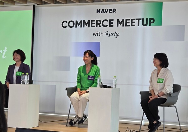 (왼쪽부터) 이윤숙 네이버 쇼핑사업 부문장과 김슬아 컬리 대표, 정경화 네이버 프로덕트 리더가 질의응답을 진행하고 있다.  사진=정유라 기자