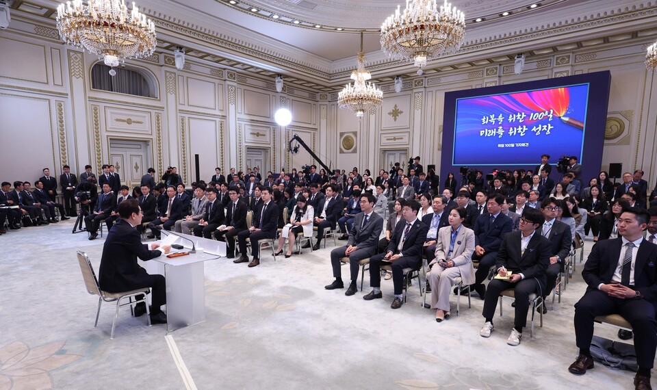 이재명 대통령이 11일 청와대 영빈관에서 취임 100일 기자회견을 하고 있다. 사진=연합뉴스