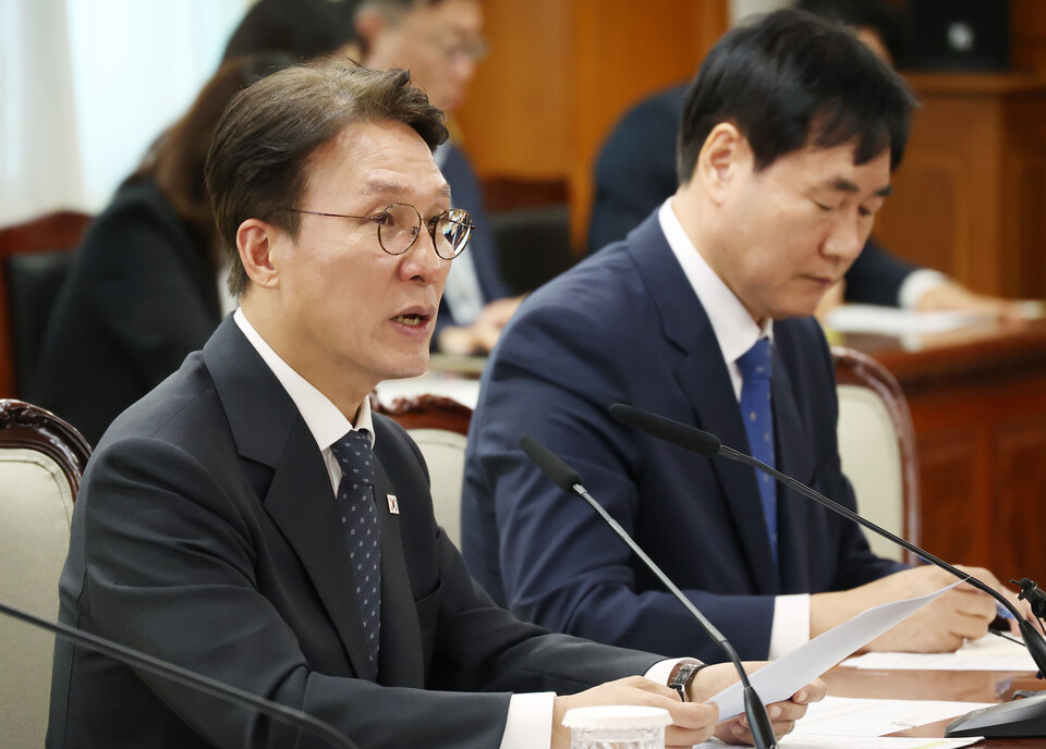 김민석 국무총리가 22일 정부서울청사에서 열린 통신사 및 금융사 해킹사고 관련 긴급 현안 점검회의에서 발언하고 있다. 사진=연합뉴스