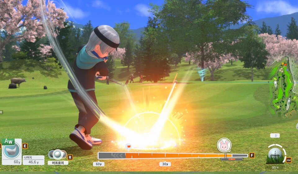 공을 타격하는 모습. 사진=인게임 캡처