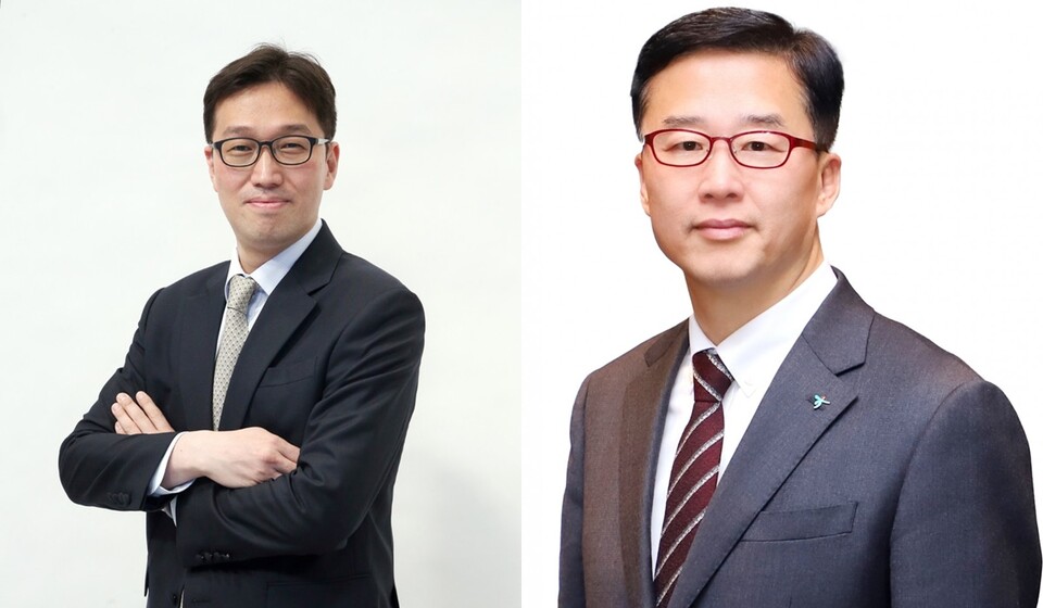 왼쪽부터 강병관 신한EZ손해보험 대표, 배성완 하나손해보험 대표. 사진=각 사