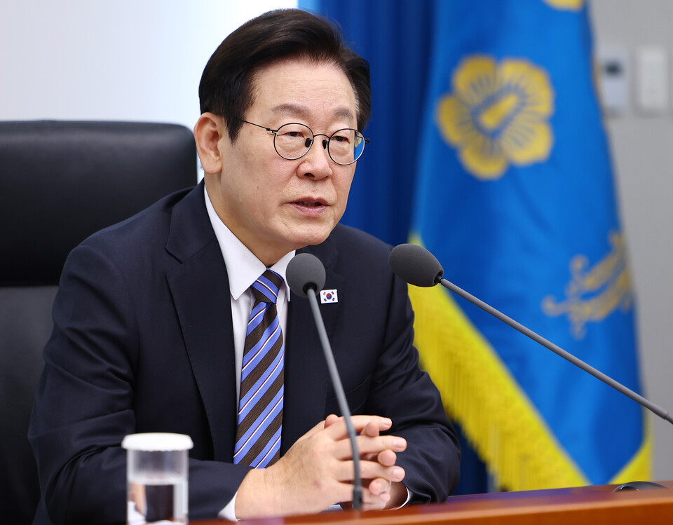 이재명 대통령이 13일 용산 대통령실에서 열린 수석보좌관회의에서 발언하고 있다. 사진=연합뉴스