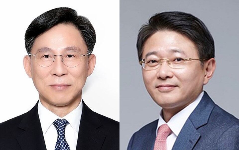 (왼쪽부터) 홍원학 삼성생명 대표이사 사장, 이승호 금융경쟁력제고TF장 사장. 사진=삼성생명